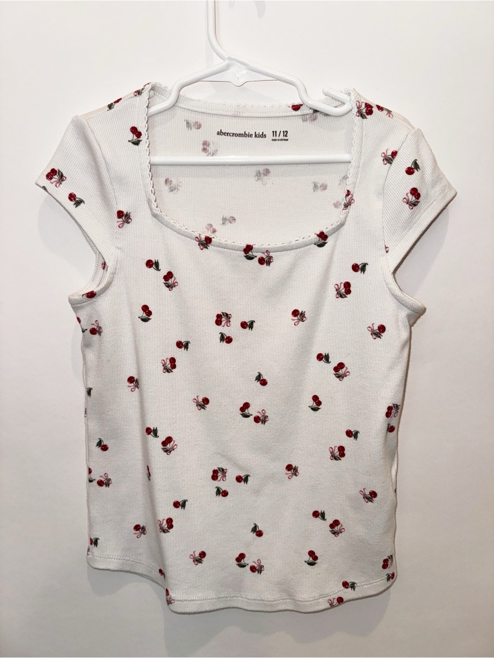 abercrombie kids White Tank Top with Red Cherry Print